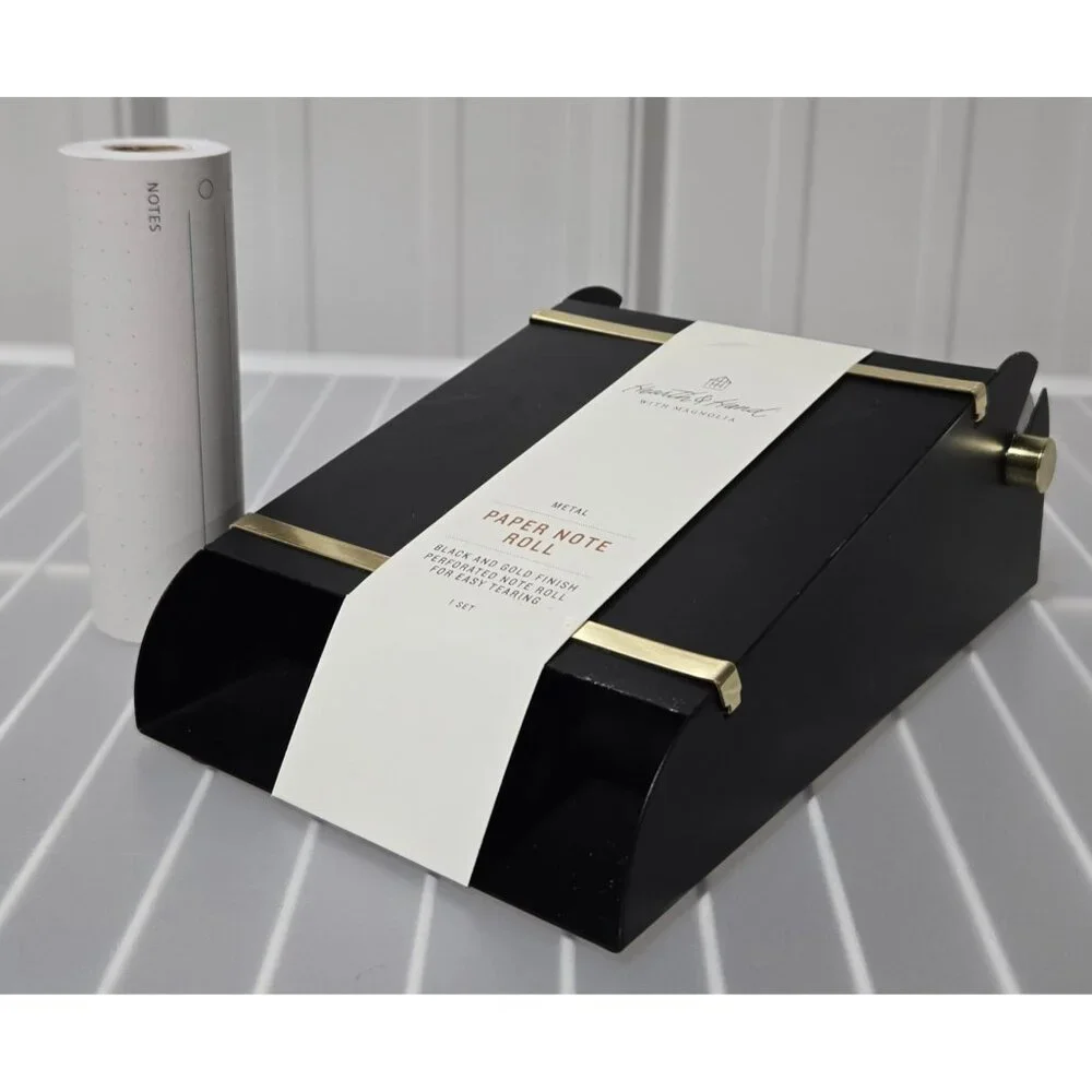Hearth & Hand Black Metal & Brass Accented Desktop Paper Note Dispenser & Refill